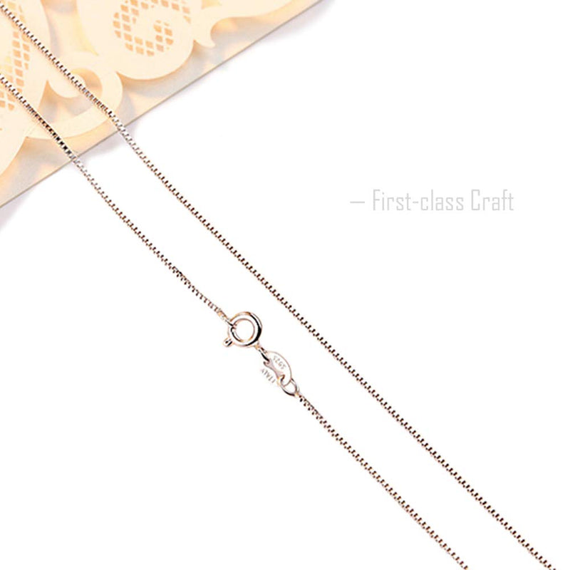 [Australia] - BQfife Jewelry 925 Sterling Silver Designer Chain 0.8MM Delicate Italian Box Chain - Super Thin & Strong Lovely Necklaces 20.0 Inches 