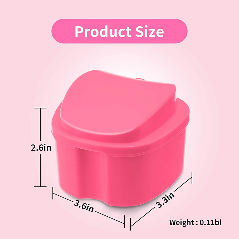 [Australia] - Denture Bath Case Portable Orthodontic Dental Retainer Box False Teeth Storage Container for Denture, Invisalign, Braces, Mouth Guard Travel Cleaning Retainer (Pink) Pink 