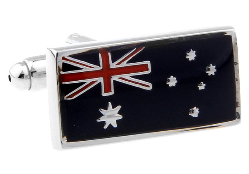 [Australia] - MRCUFF Australia Flag Australian Pair Cufflinks in a Presentation Gift Box & Polishing Cloth … 