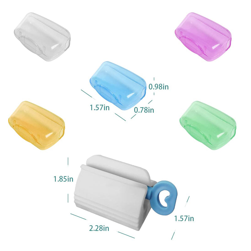 [Australia] - GWAWG Travel Toothbrush Cover, 15 Pcs Portable Toothbrush Heads Hygienic Protective Cap and 2 Pieces Toothpaste Squeezer 