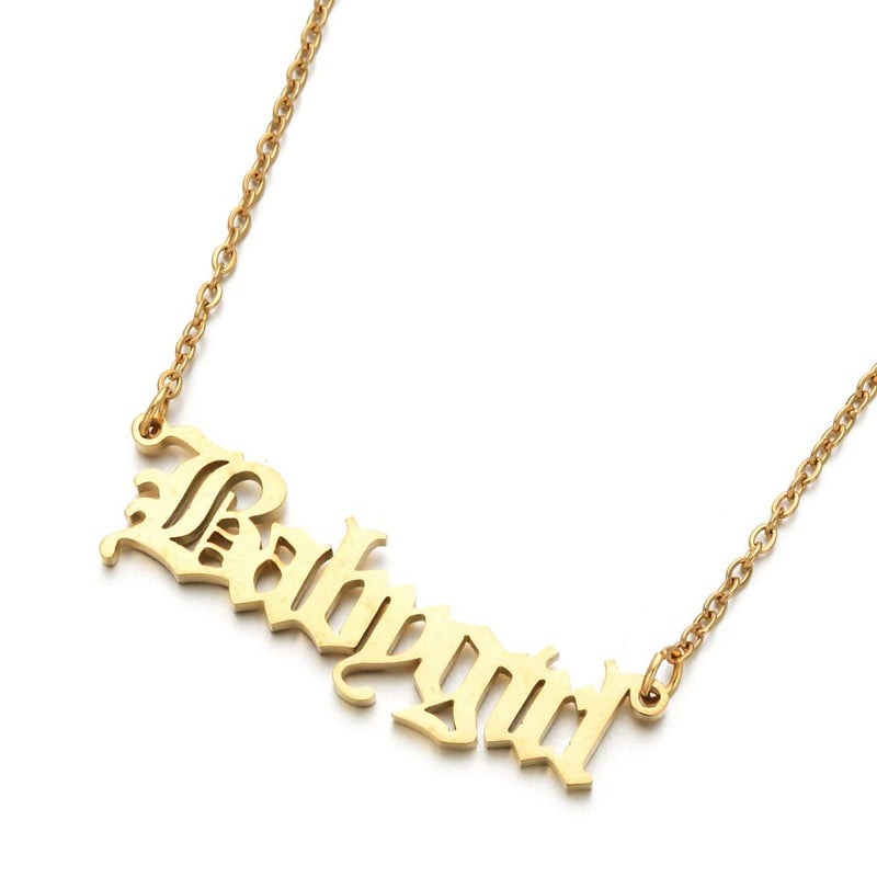 [Australia] - JIAHATE Personalized Name Pendant Necklace,Old English Font Custom Handmade Script Initial Nameplate Necklace Jewelry Gift for Girls Womens,Name Crown Necklace Babygirl-Gold 