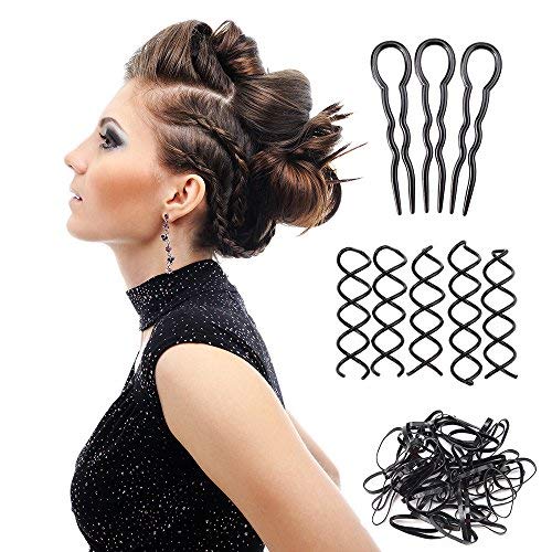 [Australia] - FEPITO Hair Styling Design Accessories Set Hair Modeling Tool Kit Spiral Hair Bun Maker Braid Tool for Girls Women Fashion Hair Design DIY 