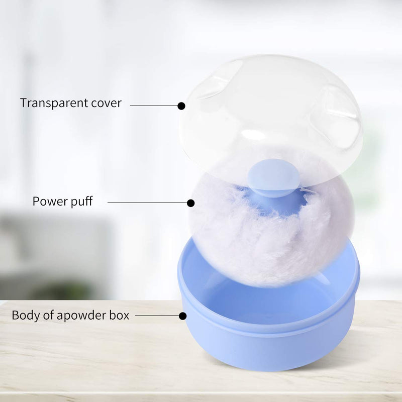 [Australia] - Arroyner 2Pcs Baby Body Cosmetic Powder Puff Body Powder Puff and Container Case (Pink and Blue) (2pcs) 