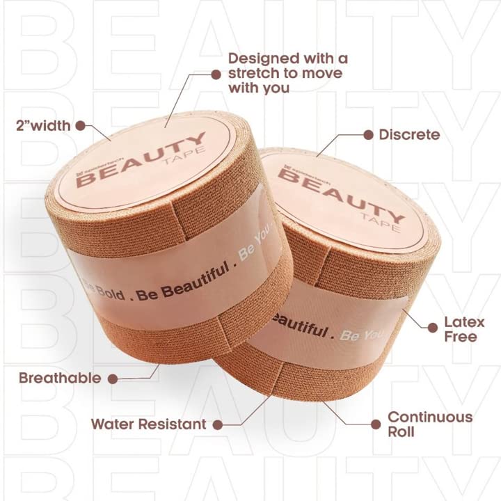 [Australia] - Beauty Tape: Body support and Sculpting Tape - Boob Tape to Lift, Separate, Flatten, Push up effect for Dresses, Clothing, Women, Men, Trans, Hypoallergenic, Water Resistant , Sweat Prof, Latex Free tape (2" Roll - Espresso) Beauty Tape Roll 2" 
