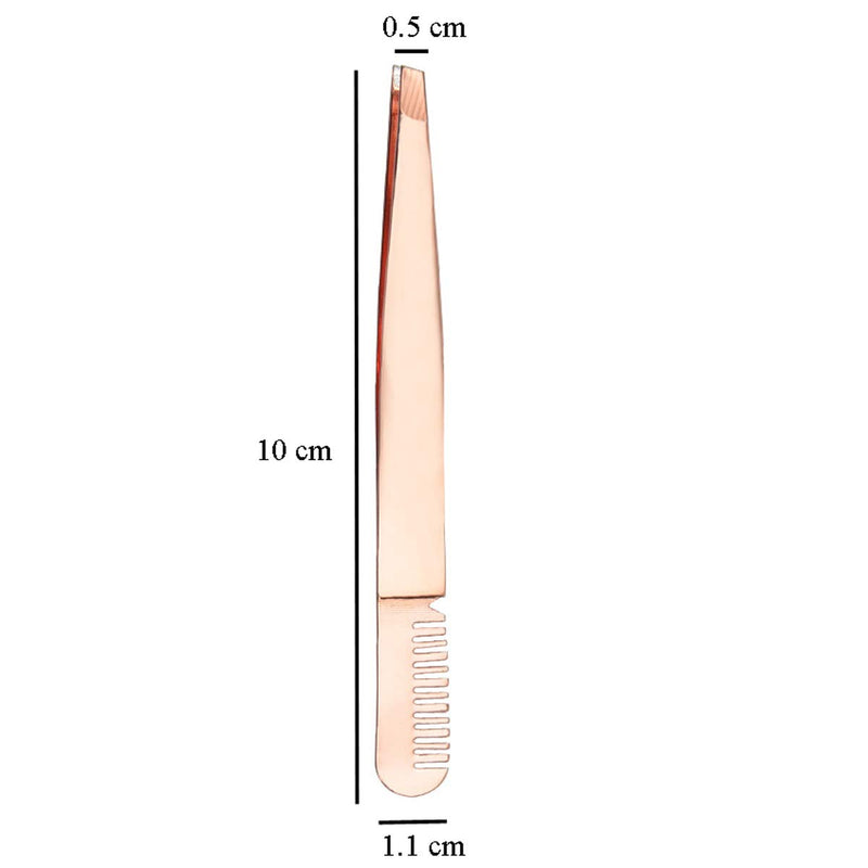 [Australia] - 2 Pieces Multifunctional Eyebrow Tweezers with Eyebrow Comb False Eyelashes Applicator Tool Makeup Grooming Tool for Eyebrows or Facial Hair（Rose Gold） 