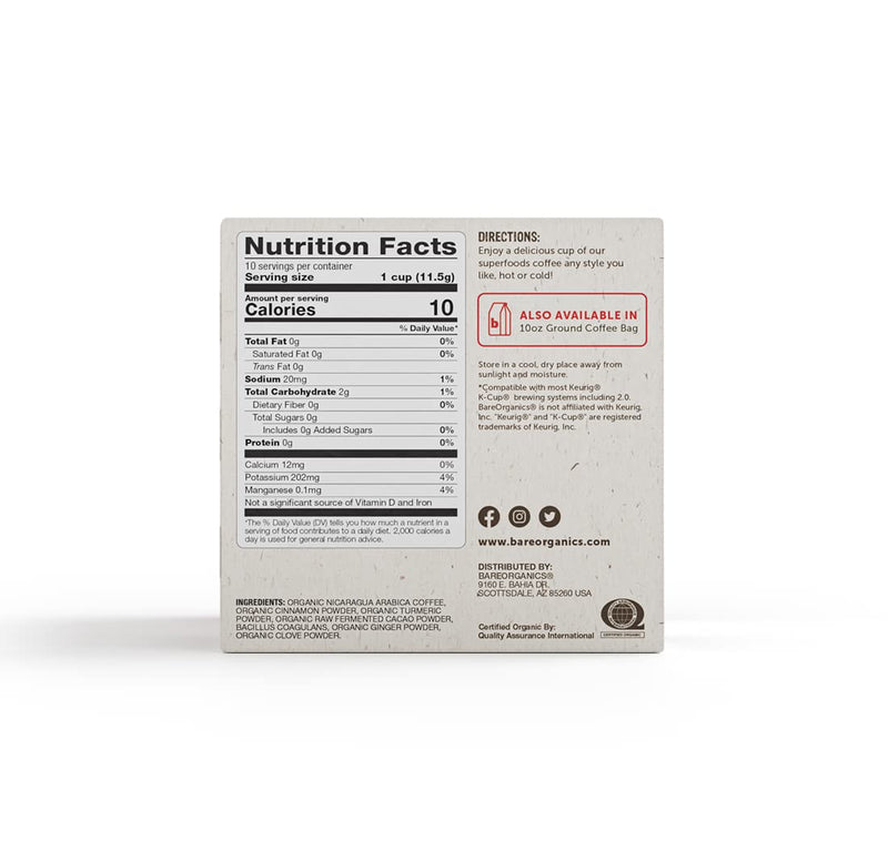 [Australia] - BareOrganics 13313 Cardio Care Coffee with Superfoods, Organic Probiotic Coffee, 10 Single Serve Cups 10 Count (Pack of 1) 