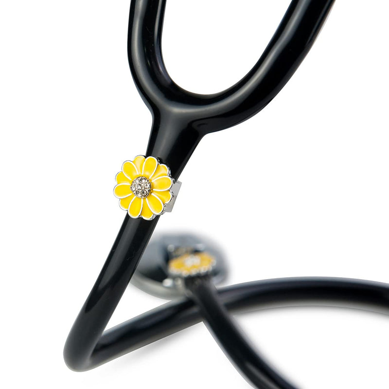 [Australia] - HEYGOO 2 Pack Sunflower Bling Stethoscope Charms, Unique Stethoscope Id Name Tag for Doctor Nurse 