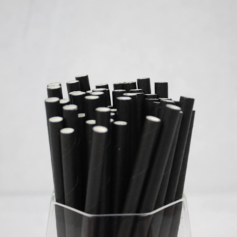 [Australia] - Black Cocktail Straws (6mm x 140mm) - Pack Size 500 - Made in Britain - Biodegradable Paper Straws/Eco-Friendly/Highly Durable/Food Safe 