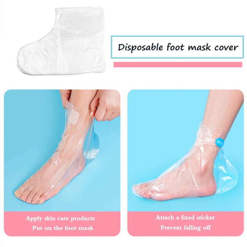 [Australia] - 200 Pcs Clear Plastic Paraffin Bath Liners Disposable Transparent Spa Foot Protectors Foot Plastic Clear Bath Wax Therapy Bags with 200 Clear Stickers (200) 