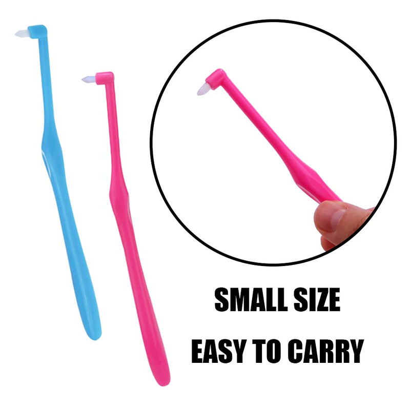 [Australia] - 2Pcs Interspace Brush Extra Clean Toothbrush Dental Brushes Interspace Compact Soft Toothbrush Medium Gum Single Tufted Brush for Sensitive Gums Deep Cleaning (Light Blue, Pink) 