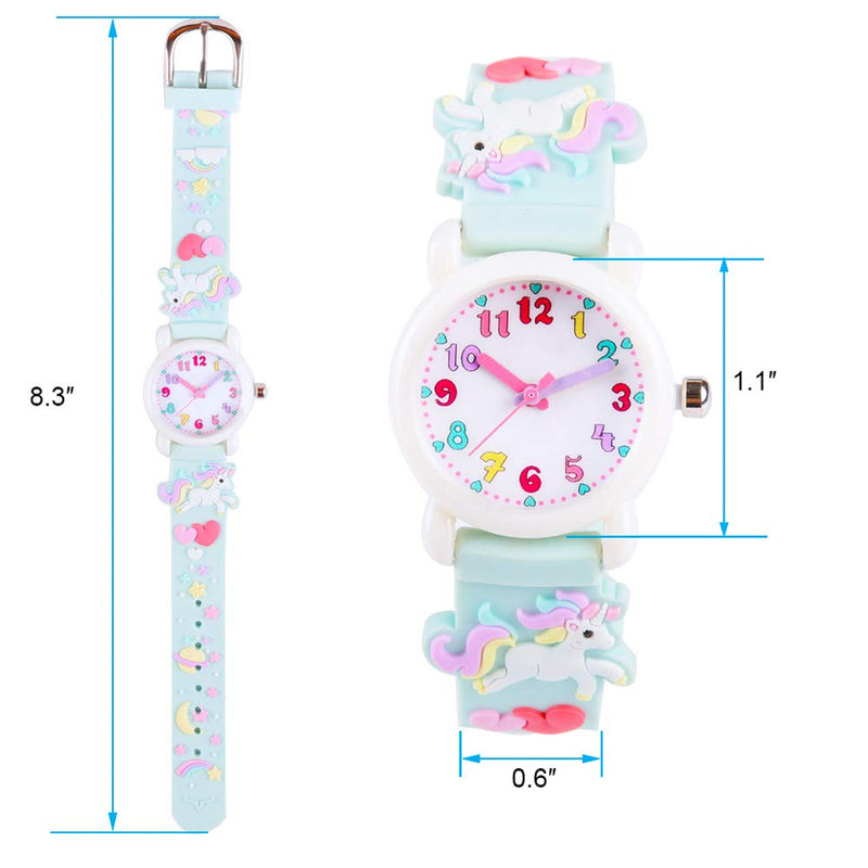 [Australia] - Venhoo Kids Watches 3D Cute Cartoon Waterproof Silicone Children Toddler Wrist Watch Birthday Gift for 3-10 Year Girls Little Child Blue 