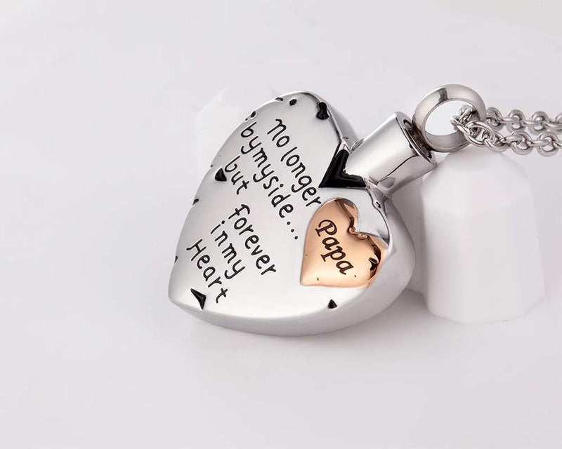 [Australia] - Cremation Jewelry Necklace for Ashes Carved No Longer by My Side Forever in My Heart Ashes Keepsake Memorial Gifts Pendant Locket for Grandma Grandpa Mom Dad Papa Son Brother Sister Husband Wife 