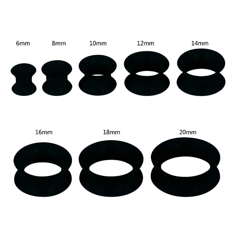 [Australia] - Oyaface 2 PC Extra Soft Silicone Flexible Ear Skin Tunnels Plugs Expanders Gauges Hollow Body Piercing 2G-3/4 Black 00g(10mm) 