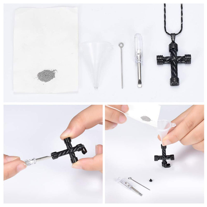 [Australia] - Imrsanl Cremation Jewelry for Ashes Cross Memorial Urn Necklace Pendant Keepsake Religious Cross Ashes Jewelry Black 