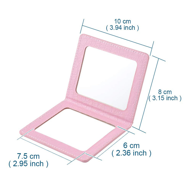 [Australia] - XhuangTech PU Leather Bling Rhinestone Makeup Mirror Mini Handheld Ultra Cosmetic Mirrors Folding Portable Tabletop Vanity Mirror Compact & Travel Mirrors for Pocket Purse (Pink) Pink 