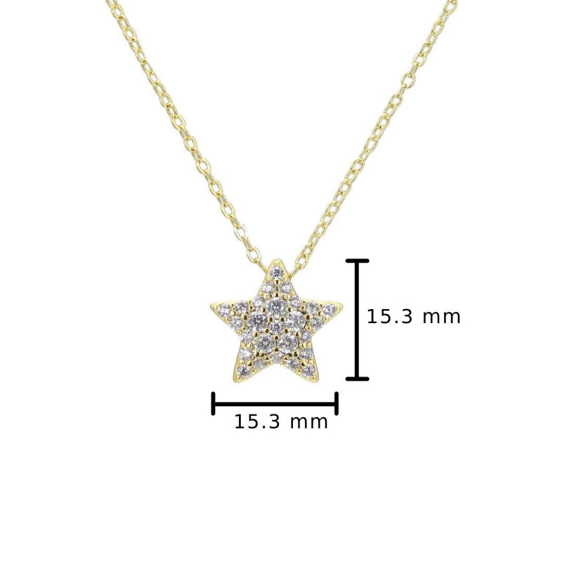 [Australia] - 18K Gold Star Necklace for Women - CZ Star Pendant Necklace - Dainty Necklace - Simple Necklace - Layered Necklace 