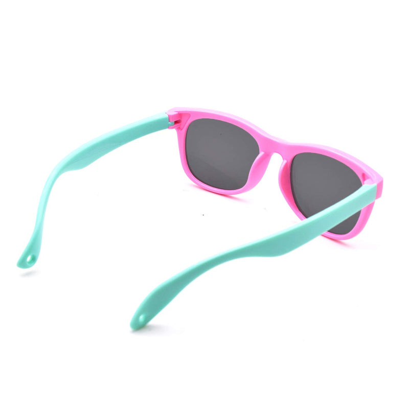 [Australia] - JUSLINK Flexible Polarized Baby Sunglasses for Toddler and Infant with Strap Age 0-3 Pink-green 