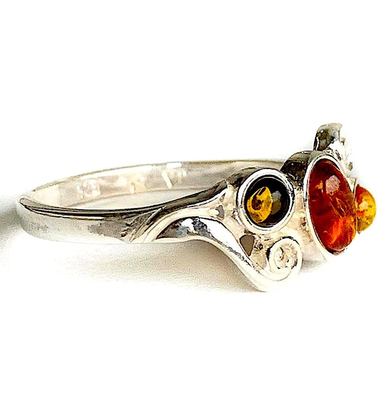 [Australia] - Ian and Valeri Co. Multicolor Amber Sterling Silver Designer Ring 5 