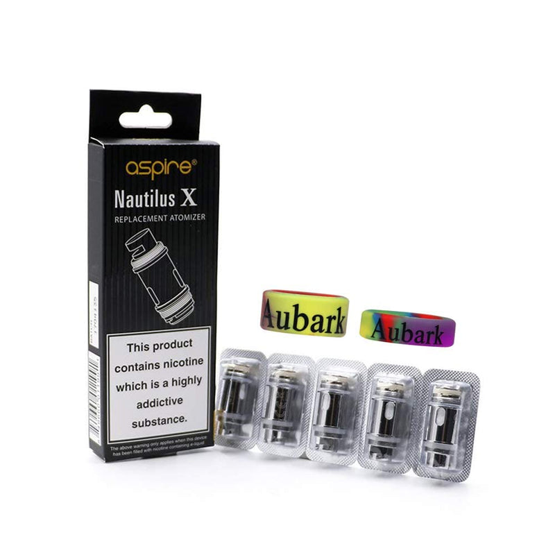 [Australia] - 5 Piece Aspire Nautilus X Replacement Atomizer BVC Coils 1.8Ω ohm for Nautilus X Tank X30 Rover Kit Pack of 5, 2pcs Vapeband(1x 18mm Diameter +1x 22mm Diameter) 