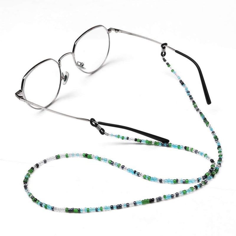 [Australia] - nuoshen Beaded Eyeglasses Chain, Eyeglass Chains Holders Beaded Glasses Cord Anti-slip Glasses Neck Cord Sunglasses Strap Lanyard Eyewear Strap Green 