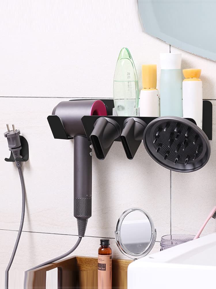 [Australia] - Hosoncovy Hairdryer Wall Mount Holder Stand Blow Dryer Rack Hook Organizer for Dyson Supersonic Hair Dryer (Black) Black 