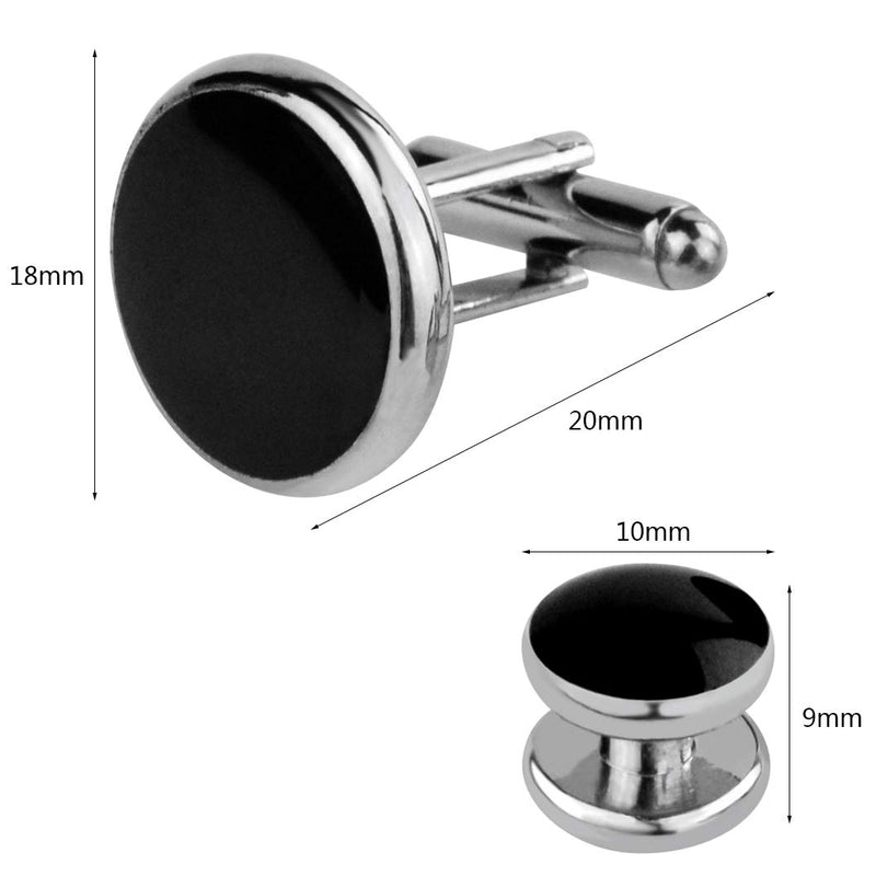 [Australia] - Black Silver Tuxedo Studs and Cufflinks Set, Mens Cufflinks and Cuff Studs Set Cuff Links Stainless Steel Tux Buttons with Box for Tuxedo Shirts Wedding Business Gift 