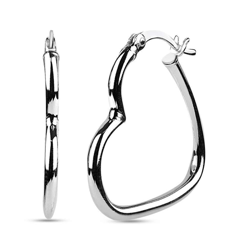 [Australia] - LeCalla Sterling Silver Jewelry Heart Hoop Earring for Teen Women Heart Glossy 