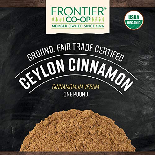 [Australia] - Frontier Co-op Ceylon Cinnamon Powder, 1 Pound Bulk Bag, Certified Organic, Fair Trade Certified, Kosher, Non-irradiated, Sustainably Grown | Cinnamomum verum J. Presl 1 Pound (Pack of 1) 