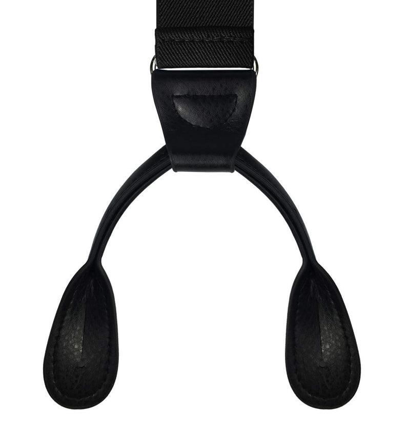 [Australia] - Men's Y-Back 1.4 Inches Wide Button End Elastic Adjustable Suspenders Black 