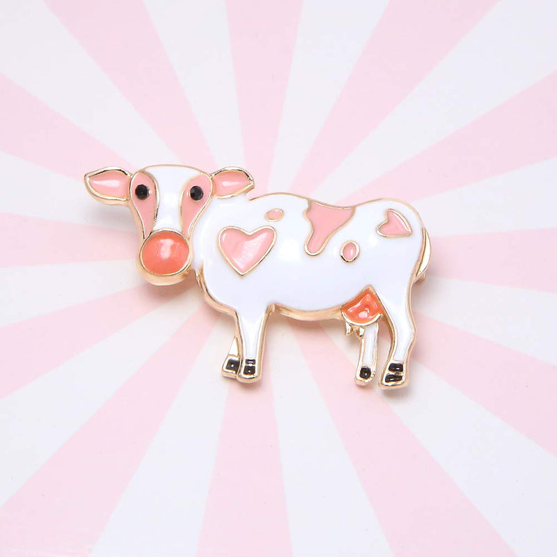 [Australia] - 2pcs Charming Milk Cow Brooch Pins Alloy Enamel Dairy Cow Breastpin Lapel Pin Set Cloth Decoration for Women Teen Girl Kids 