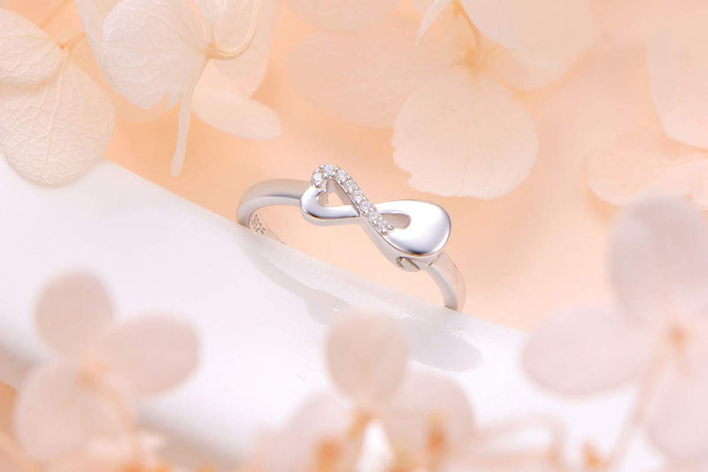 [Australia] - Sterling Silver Forever In My Heart Infinity Mini Ring Sunflower Ring Heart Shape Hold Loved Ones Ashes Cremation Urn Ring for Women Finger Ring Memorial Jewelry 7 