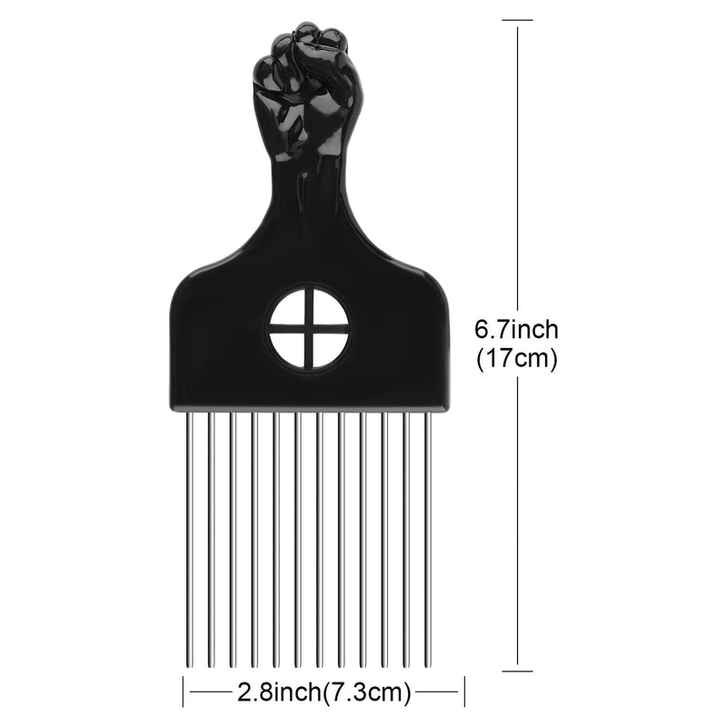 [Australia] - LUTER 3 Pack Afro Comb Hair Metal Pick Hairdressing Wig Braid Styling Tool Metal Combs for Women and Men Black 