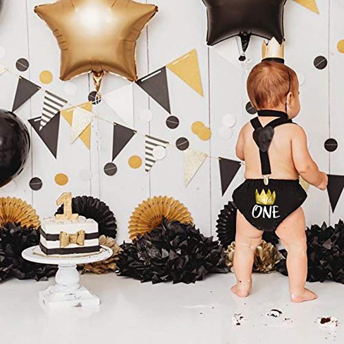[Australia] - ODASDO Baby Boy 1st / 2nd Birthday Cake Smash Outfit Suspender + Bow Tie + Pants + Headband 4pcs Set Photo Props 