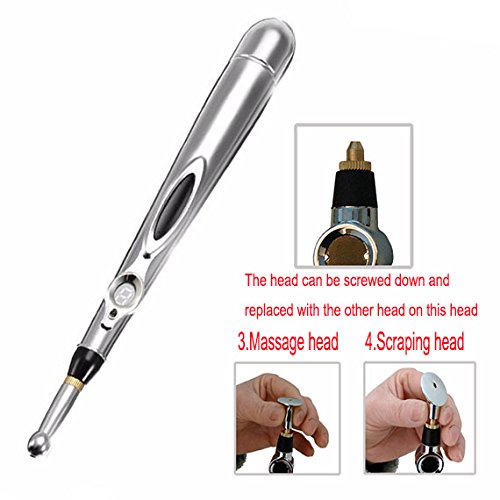 [Australia] - OFKPO Acupuncture Pen Meridian Pain Relief Massager Body Massage, Electronic Meridian Acupuncture Massager Pen (Silver) 