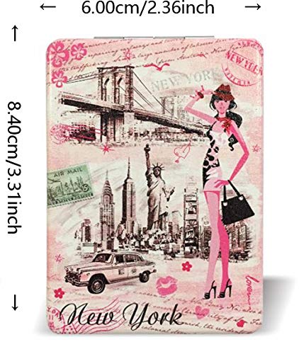 [Australia] - Girls & Women Fashion Elegant New York Souvenir Rectangle Travel Mirror Hand Mirror Cosmetic Makeup Compact Mirror (JMR-270804B) Jmr-270804b 