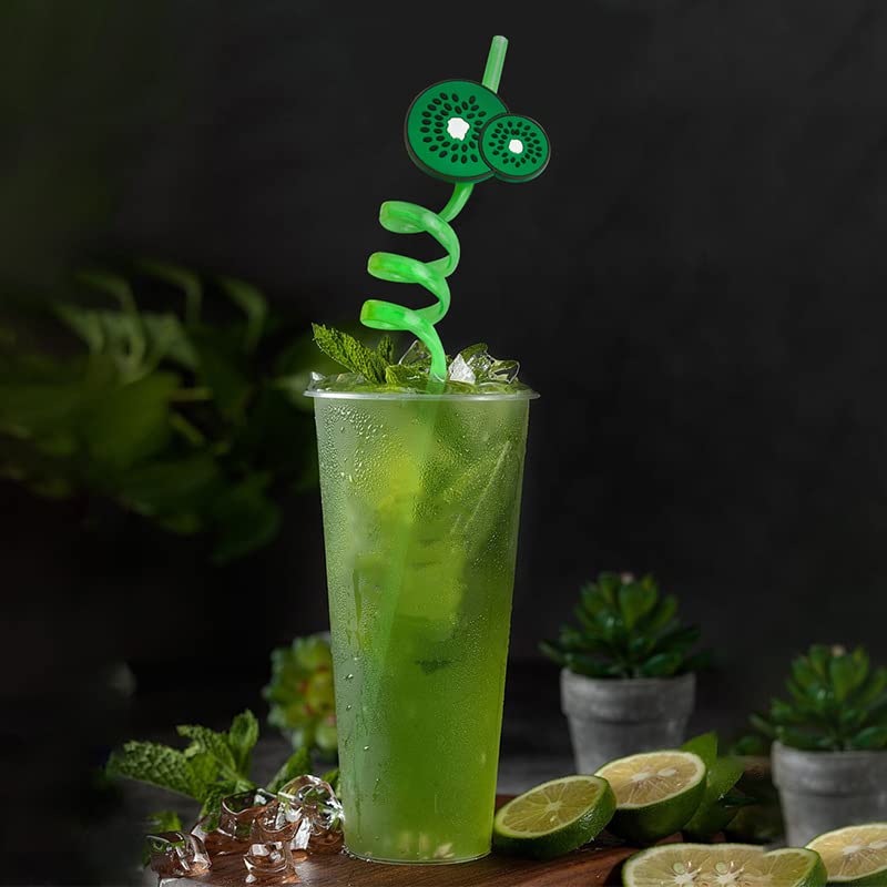 [Australia] - 5 Pcs Reusable Drinking Straws Party Straws Curly Hard Plastic Straws Kids Birthday Party Decorations Supplies Family Reunion Party Favors（Fruit Shape） 