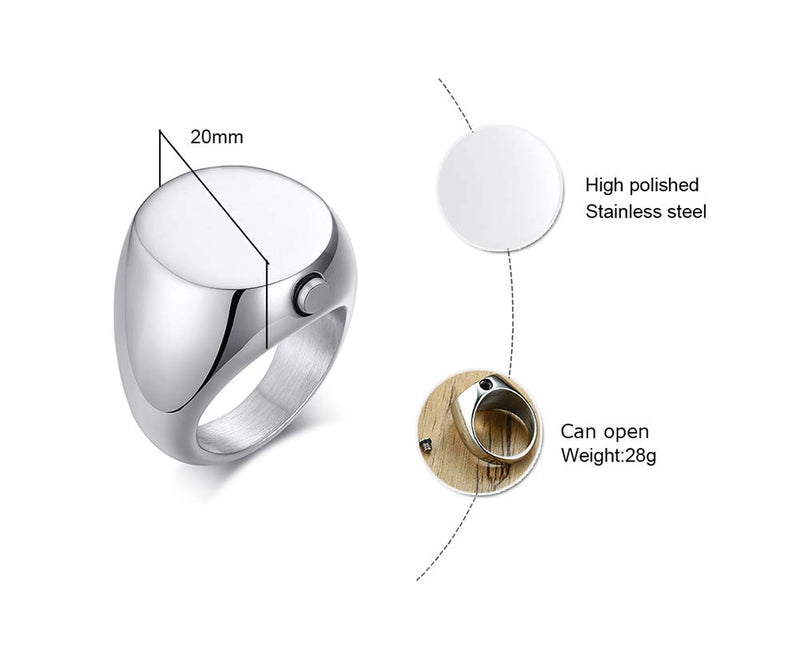 [Australia] - VNOX Stainless Steel Cremation Jewelry for Ashes Holder Cremation Urn Finger Signet Ring Ashes Ring Memorial Jewelry Plain 11 