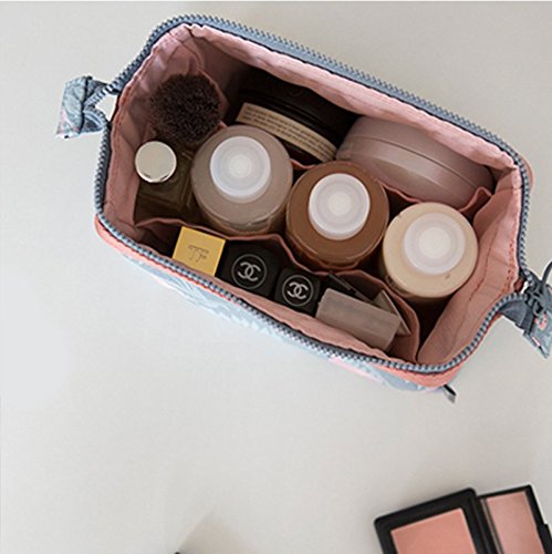 [Australia] - Cosmetic Bag Makeup Bag Waterproof Travel Organizer Bag for Women and Girls (Soft gray in Flamingo Pattern) 