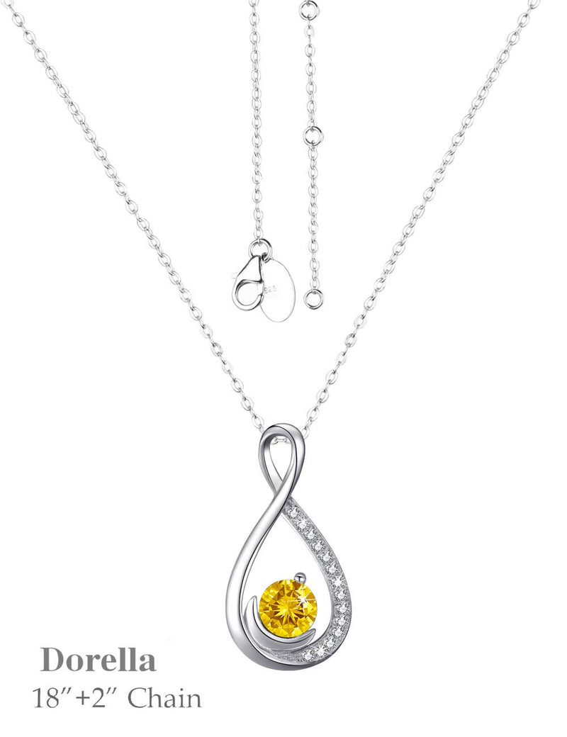 [Australia] - Citrine Necklace for Women Teen Girls Birthday Gifts Endless Love Jewelry for Mom Wife Sterling Silver Infinity Necklace Endless Love Infinity Citrine Necklace 