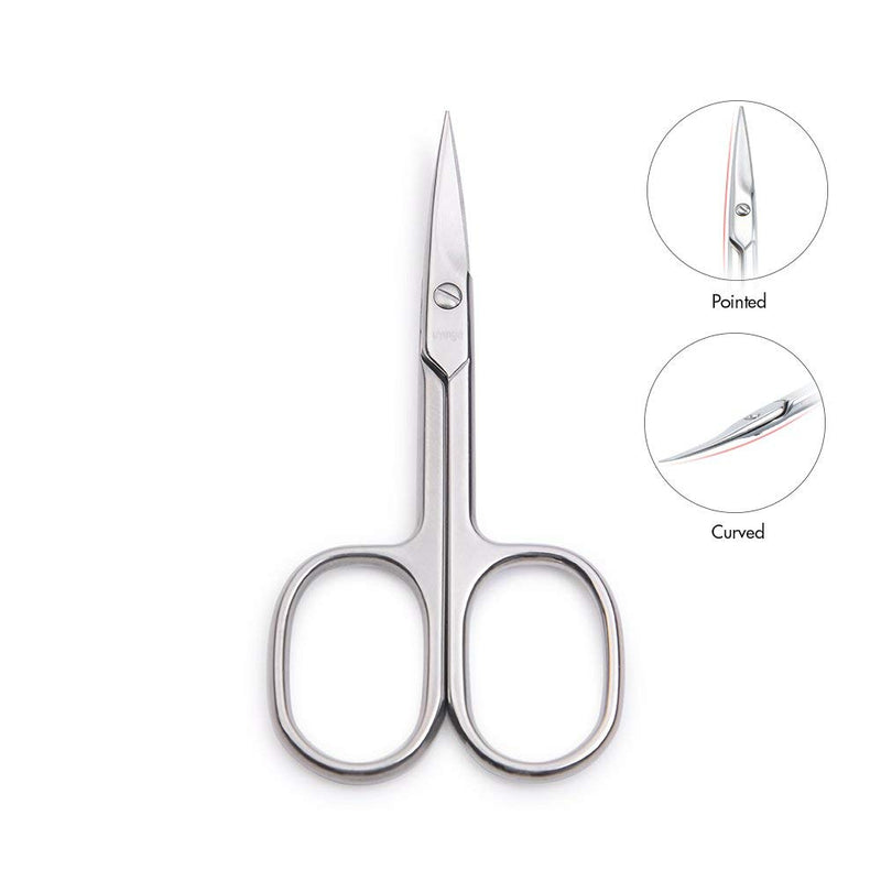 [Australia] - LIVINGO Premium Manicure Scissors Multi-purpose Stainless Steel Cuticle Pedicure Beauty Grooming Kit for Nail, Eyebrow, Eyelash, Dry Skin Curved Blade 3.5 inch 