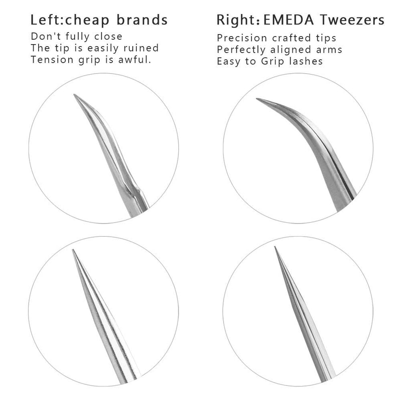 [Australia] - Eyelash Extension Tweezers 2 Pieces VETUS Straight Pointer and J Curved Tweezers for Eyelash Extensions Precision Lashing Tweezers Professional Tools for Isolation Classic Volume Lash Extensions 2 Count 