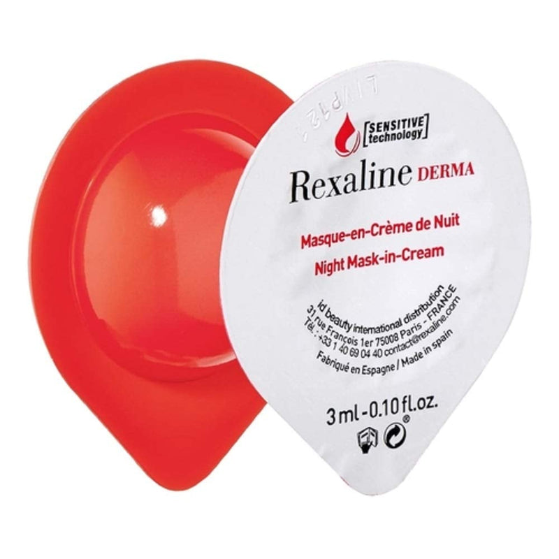 [Australia] - Rexaline Derma - Night Mask-in-Cream - Soothing & Nourishing - Hydrating night mask with Hyaluronic Acid - Sensitive skin - Travel size repairing face cream - Cruelty Free - 6 capsules x 3 ml 700227 