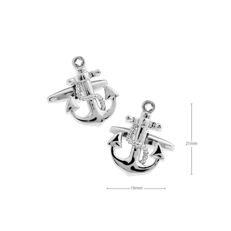 [Australia] - Anchor Rudder Fishing Navy Sailor Boat Sea Gold Silver Cufflinks Silver Anchor 