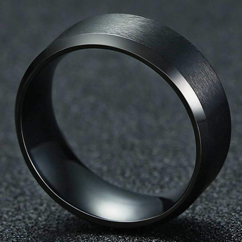 [Australia] - 8mm Brushed Matte Black Titanium Stainless Steel Classical Simple Plain Ring Wedding Band 5 