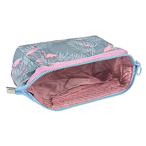 [Australia] - Cosmetic Bag Makeup Bag Waterproof Travel Organizer Bag for Women and Girls (Soft gray in Flamingo Pattern) 