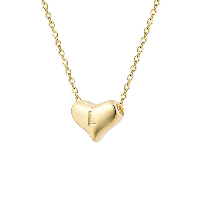 [Australia] - Dainty Initial Necklace S925 Sterling Silver Personalized 14K Gold Plated 26 Letters A-Z Heart Pendant Necklace for Girls L 