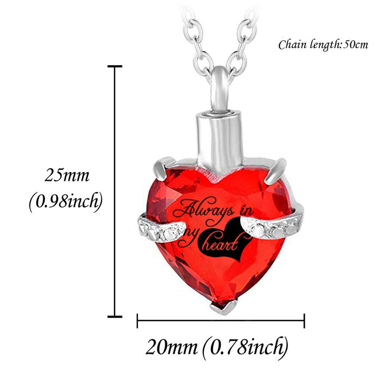 [Australia] - Heart Cremation Urn Necklace for Ashes Urn Jewelry Crystal Memorial Pendant with Fill Kit and Gift Bag - God has You in his arms I Have You in My Heart September 