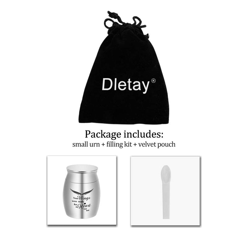 [Australia] - Dletay Small Keepsake Urns for Human Ashes Mini Cremation Urns for Ashes Stainless Steel Memorial Ashes Holder-Your Wings were Ready, But My Heart was Not Silver 