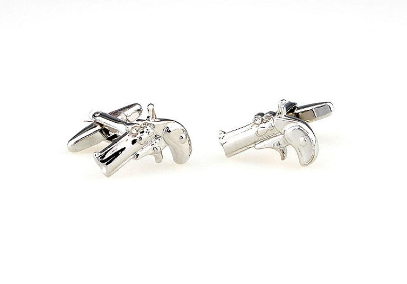 [Australia] - MRCUFF Pistol Derringer Gun Pair Cufflinks in a Presentation Gift Box & Polishing Cloth 