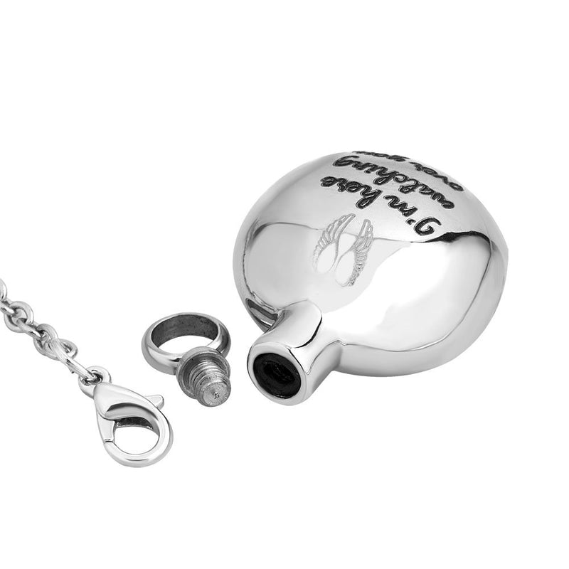 [Australia] - CoolJewelry Urn Necklace Ashes Love Mom Necklace Round Angel Pendant Memorial Pet Cremation Stainless Steel Jewelry I'm here watching over you 